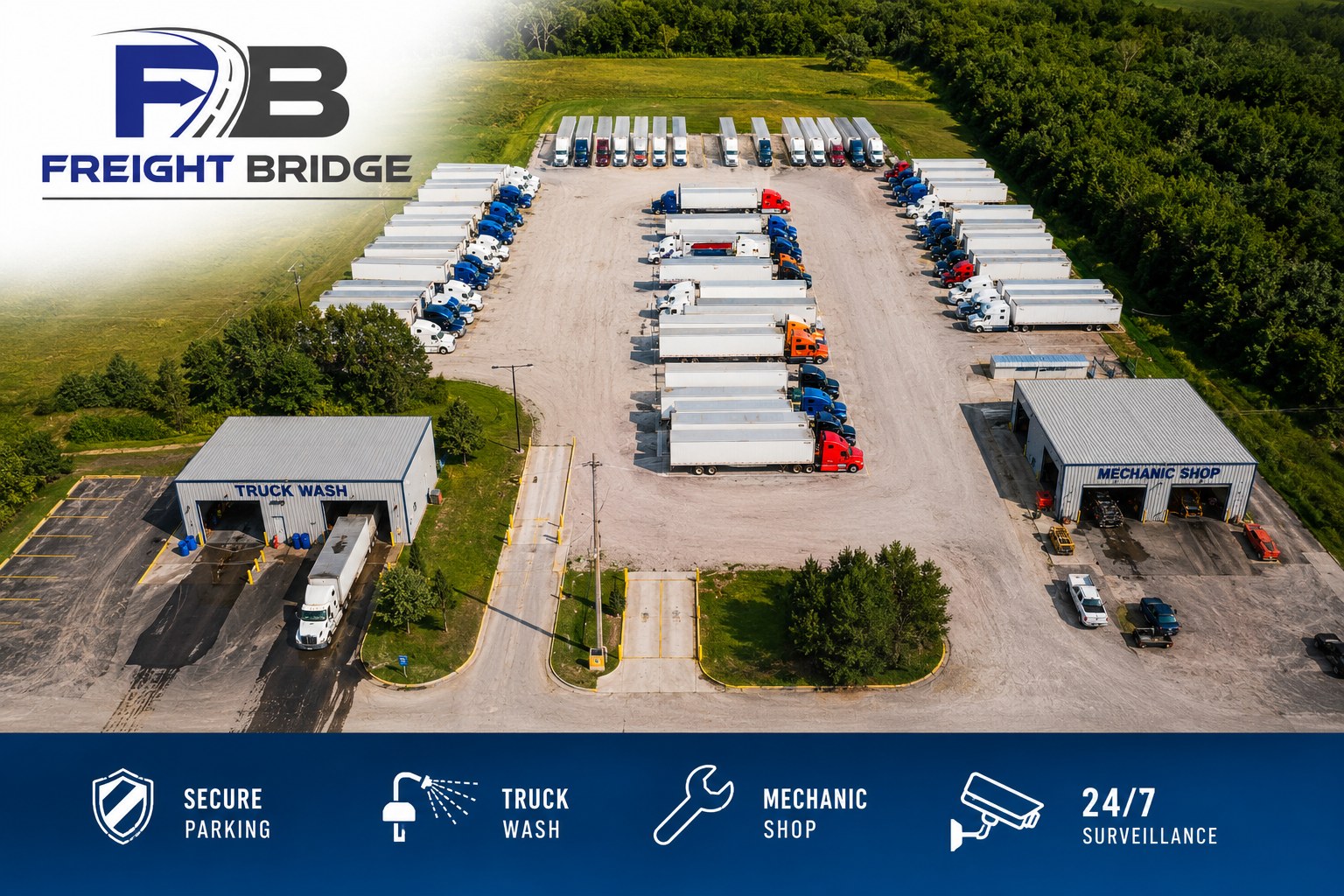 Truck parking aerial